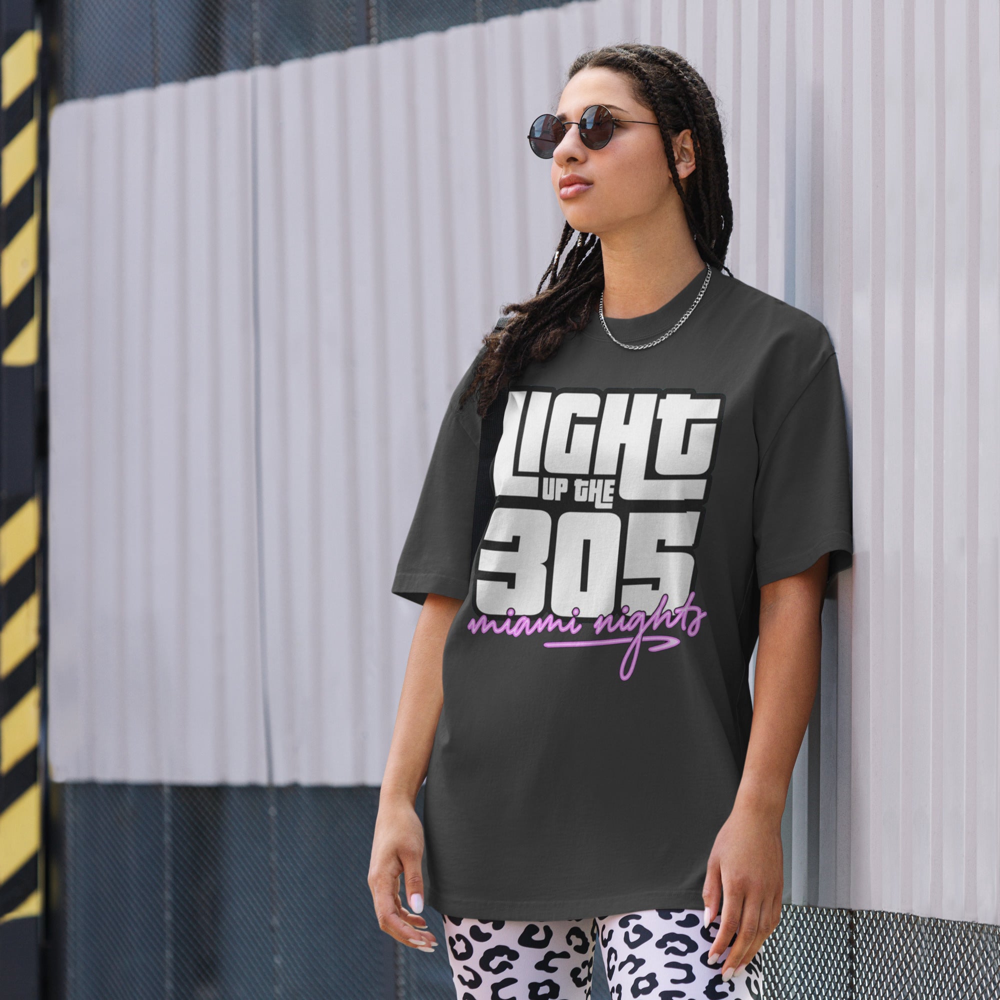 Light Up the 305 Oversized Faded Tee