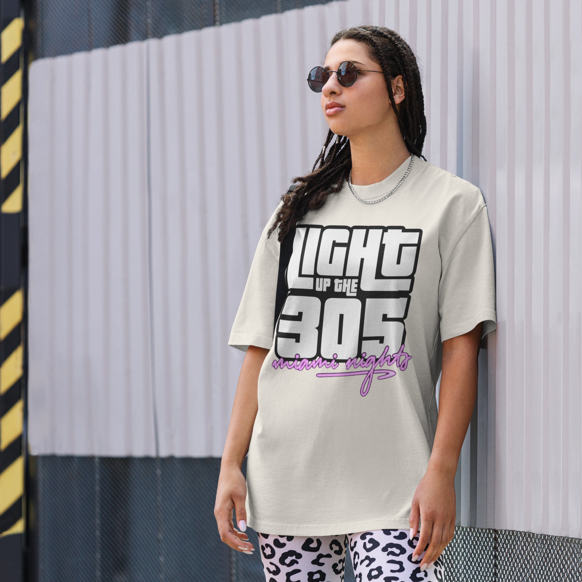 Light Up the 305 Oversized Faded Tee