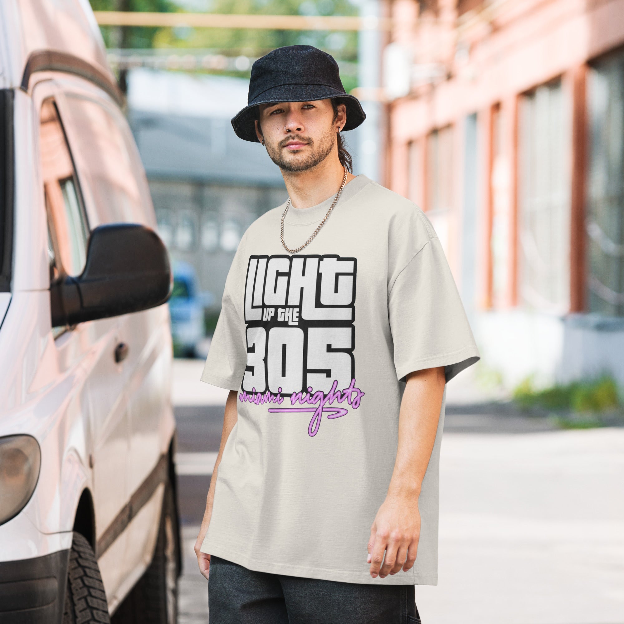 Light Up the 305 Oversized Faded Tee